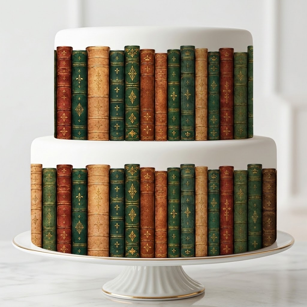 Book Spines Edible Cake Wrap – Wafer Paper or Icing Sheet