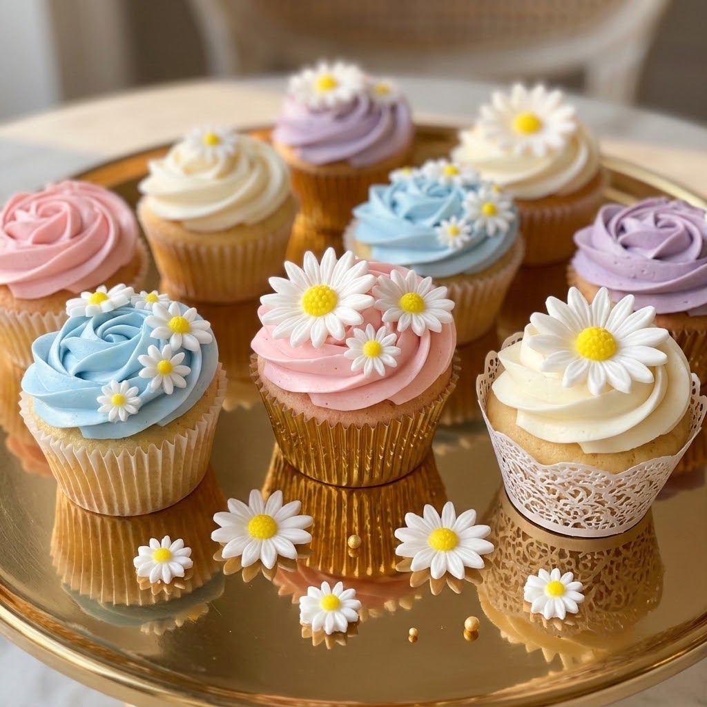 Edible Sugar Daisy Cake Decoration / Set of 24 Fondant Daisies
