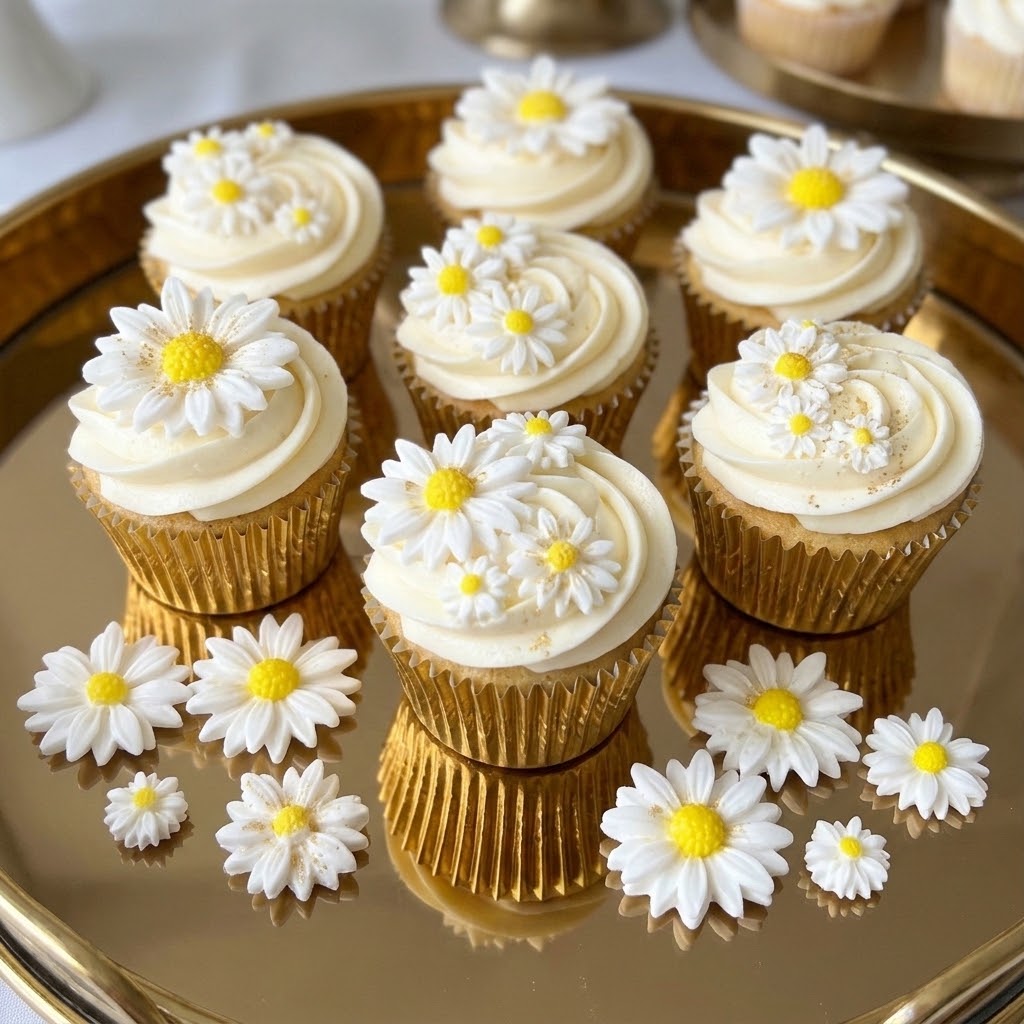 Edible Sugar Daisy Cake Decoration / Set of 24 Fondant Daisies