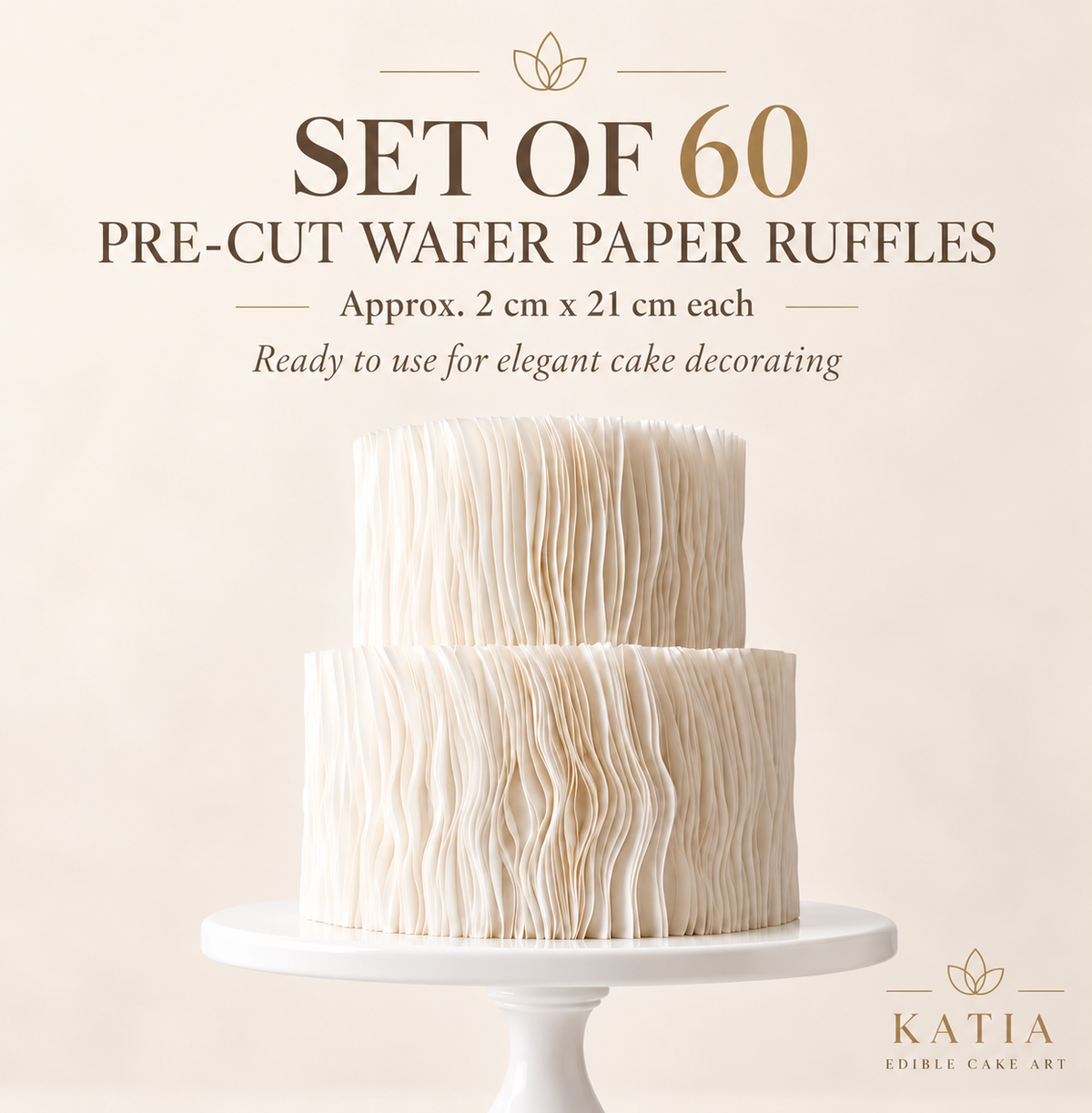 Precut edible wafer paper strips for ruffles and decorative cake borders
