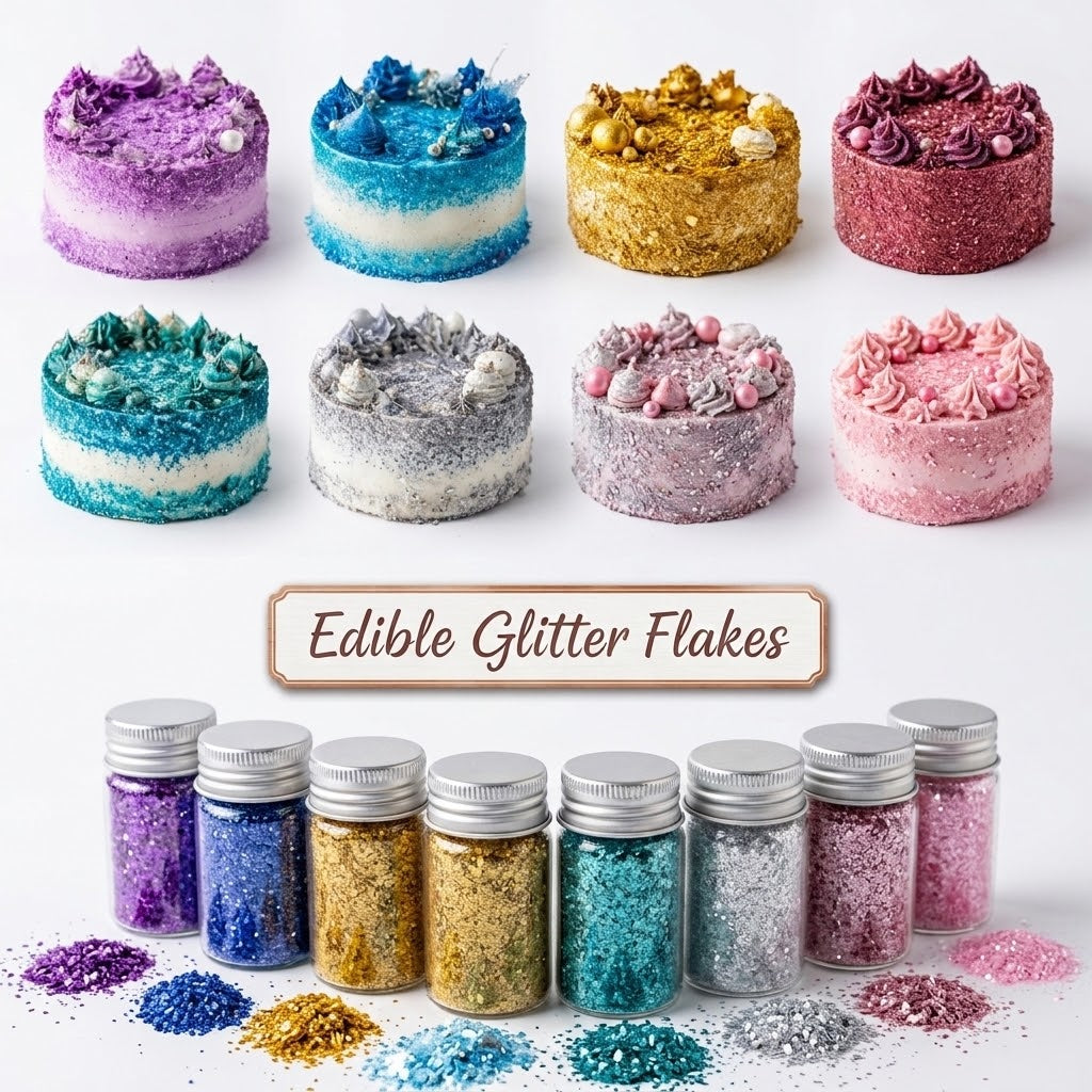 Edible Wafer Paper Glitter Flakes – 50g Cake Decorations