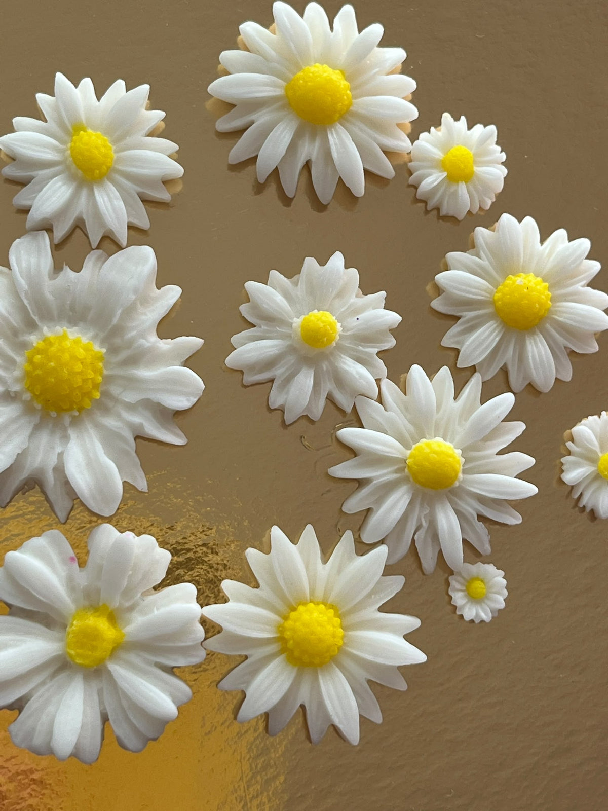 Edible Sugar Daisy Cake Decoration / Set of 24 Fondant Daisies