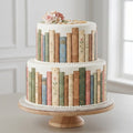 Bookshelf Edible Cake Wrap – Wafer Paper or Icing Sheet