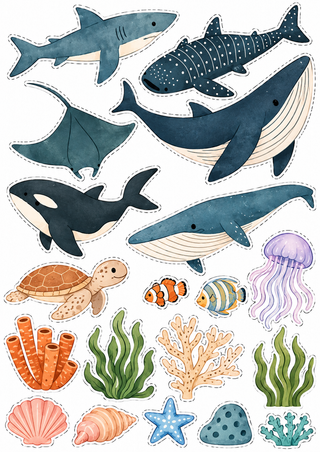 Design 5 – Under the Sea Edible Cake Toppers / Ocean Animals Cake Topper