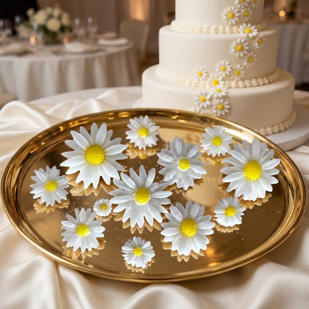 Edible Sugar Daisy Cake Decoration / Set of 24 Fondant Daisies