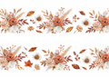 Design 1 two autumn rose and leaf cake wrap strips on A4 paper separated by approximately 1 cm