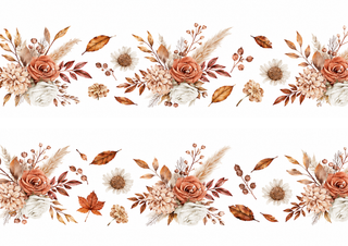 Design 1 – Autumn Rustic Floral Edible Cake Wrap – Terracotta Roses A4 Cake Border
