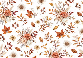 Design 2 – Autumn Rustic Floral Edible Cake Wrap – Terracotta Roses A4 Cake Border