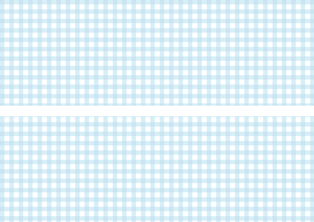 Design 1 two baby blue gingham edible cake wrap strips on landscape A4 with 1 cm centre gap