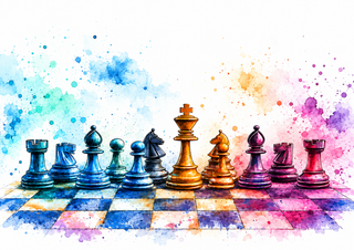 Design 2 – Watercolor Chess Edible Cake Wrap – Colorful Chessboard A4 Cake Border