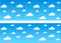 Design 1 A4 landscape sheet with two blue sky and white clouds edible wrap strips, 1 cm centre gap only