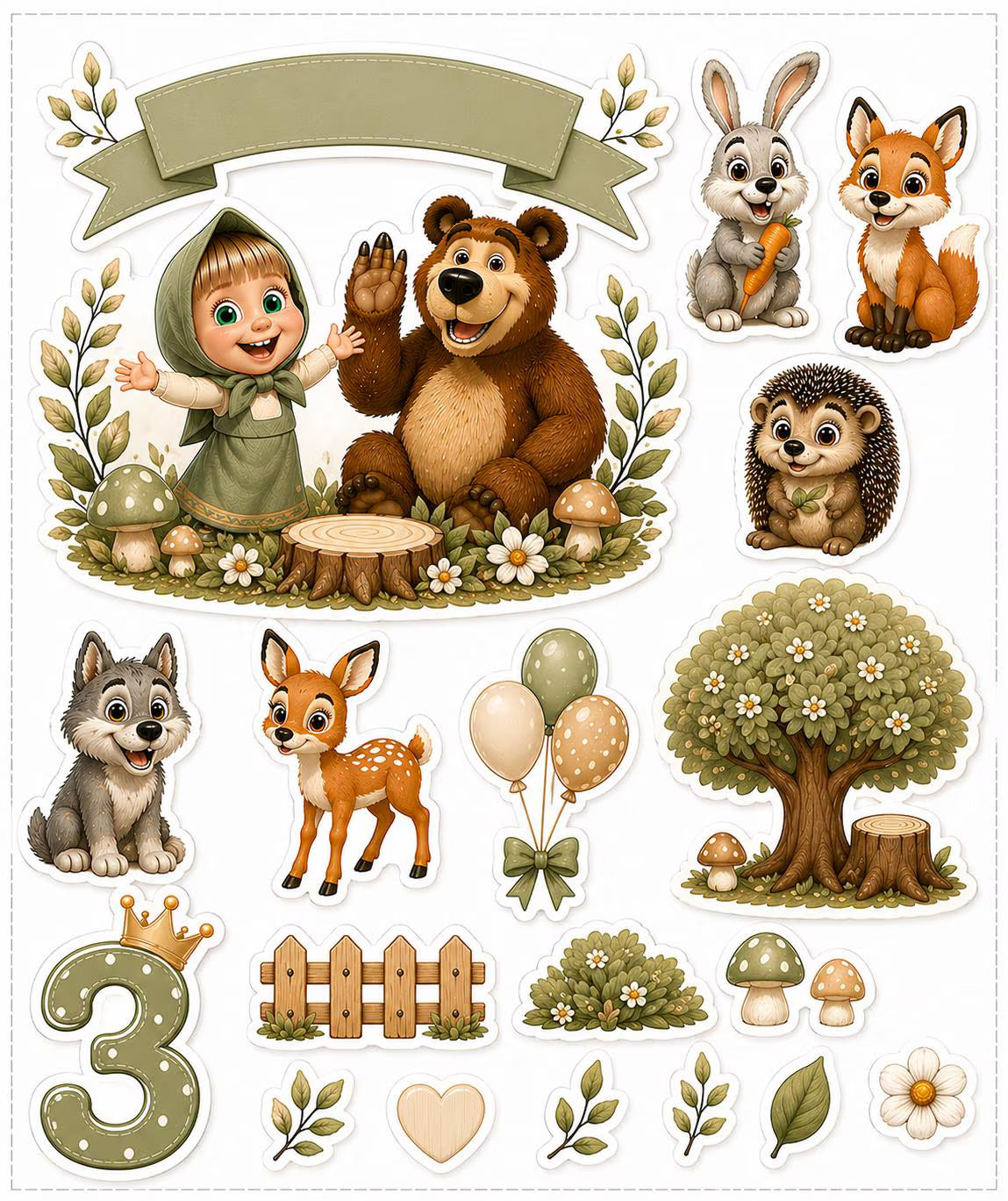Cute girl and bear edible cake topper design 11 in wafer paper or icing sheet for birthday cakes and cupcakes.