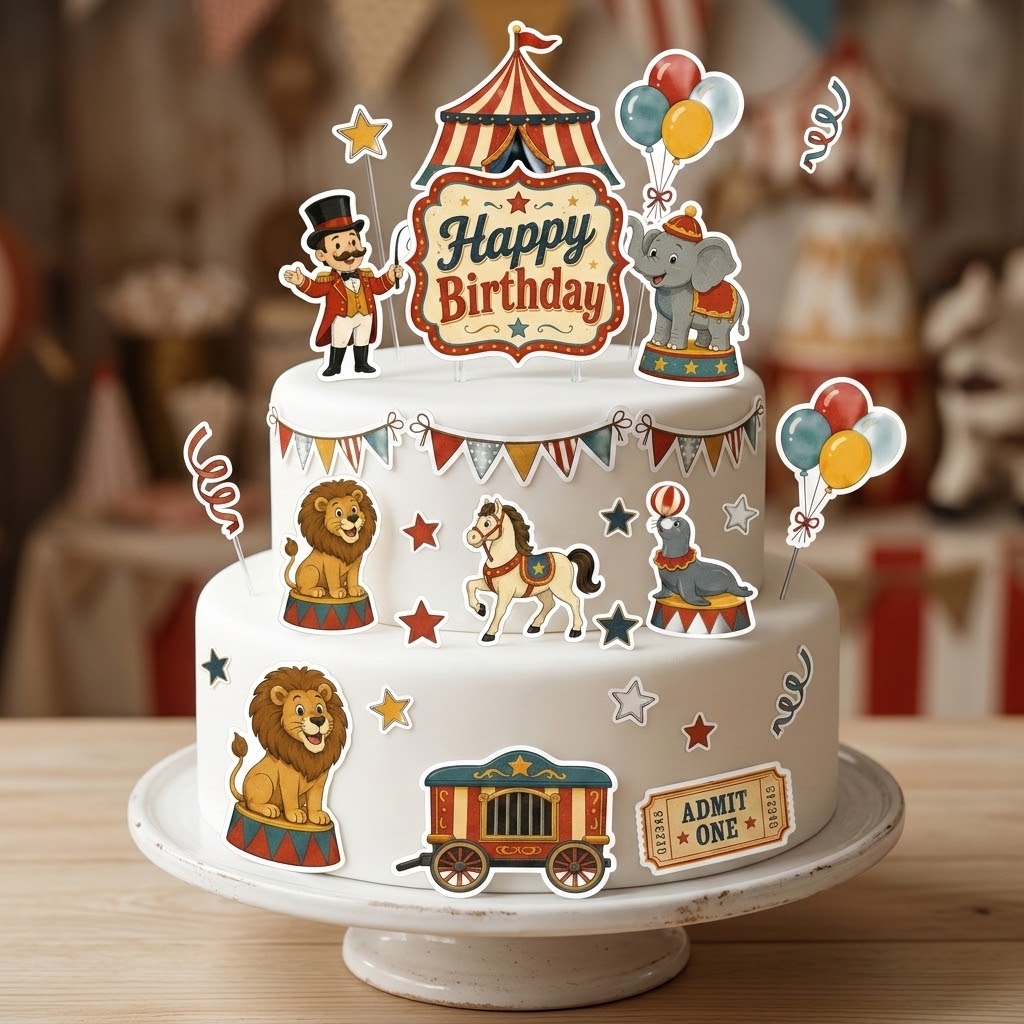 Decoraciones comestibles Circo y payasos para tarta