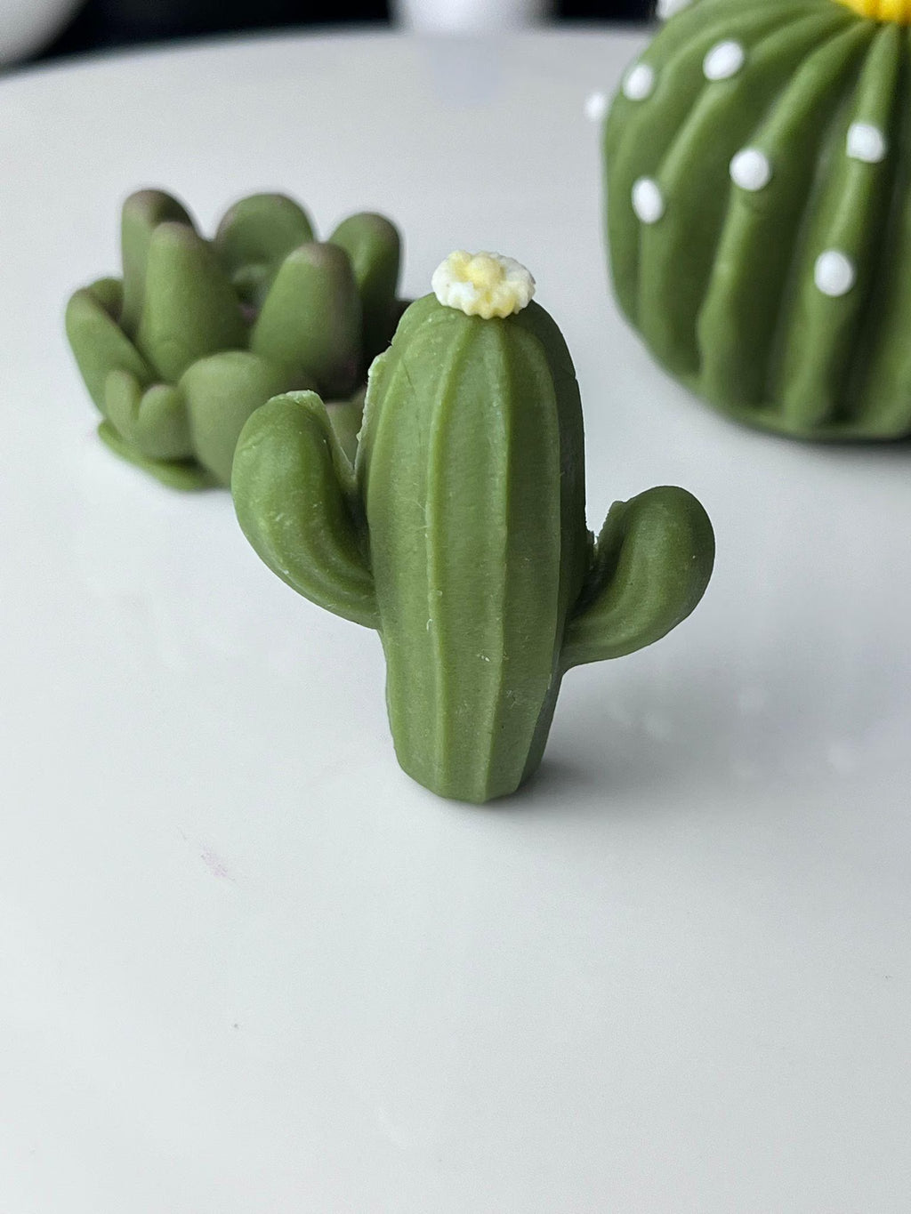 Handmade edible sugar paste cactus cake topper set, image 7.