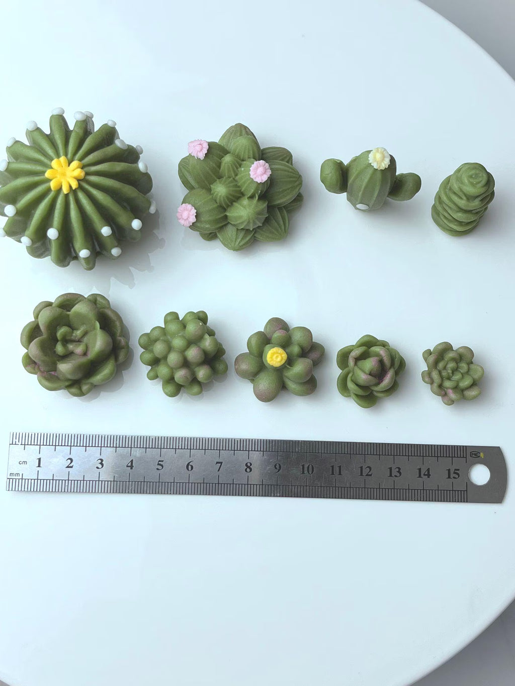 Handmade edible sugar paste cactus cake topper set, image 12.