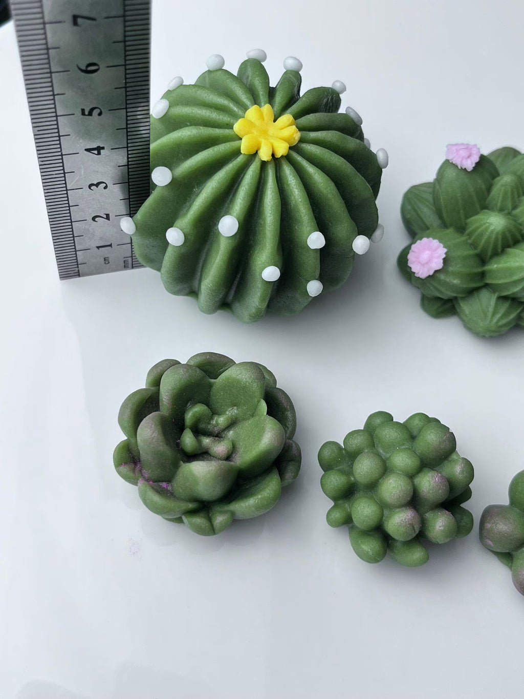 Handmade edible sugar paste cactus cake topper set, image 13.