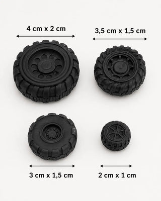 Schwarz – Essbare Fondantreifen – Set mit 8 Rädern für Torten