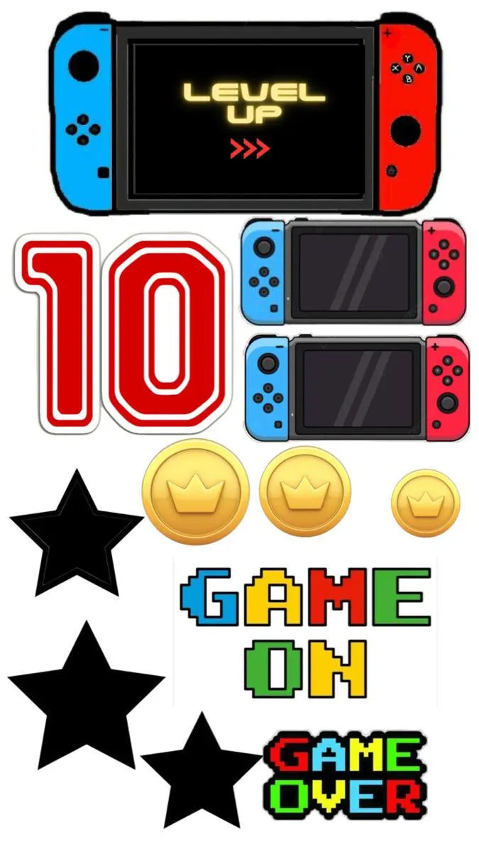 Gamer console edible cake topper design 4, available in wafer paper or icing sheet.