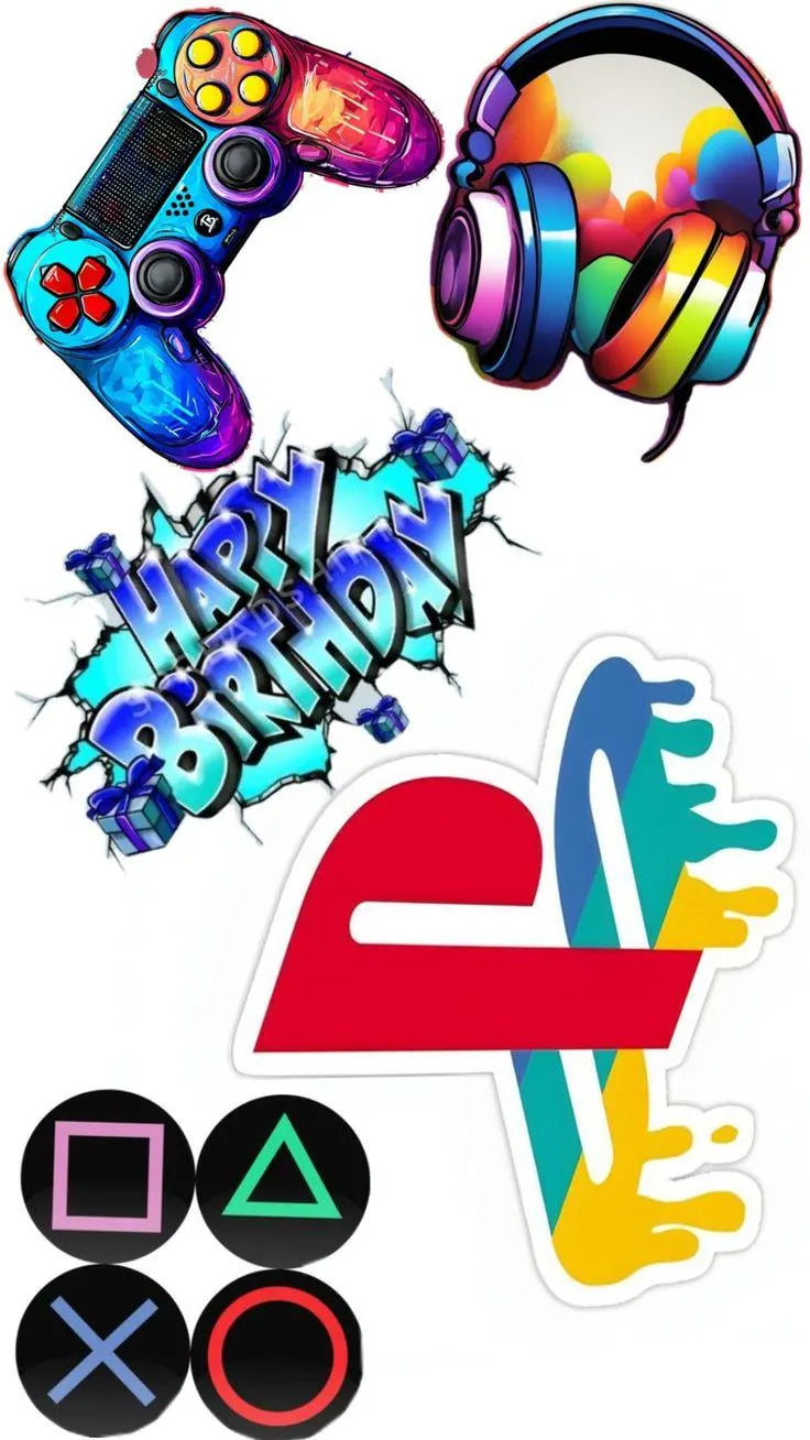 Gamer console edible cake topper design 14, available in wafer paper or icing sheet.