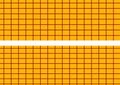 Design 1 two mustard yellow cake wrap strips with red grid and one centimetre white central gap on A4
