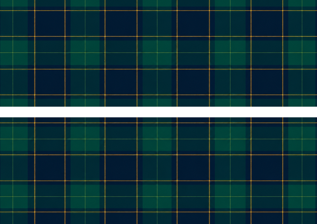 Design 1: two green navy Scottish tartan cake wrap strips on A4 separated by 1 cm white gap