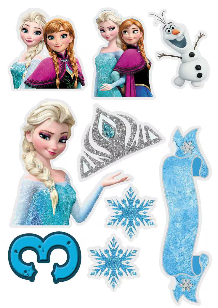 Ice princess edible cake topper design 4 in wafer paper or icing sheet for birthday cakes and cupcakes.