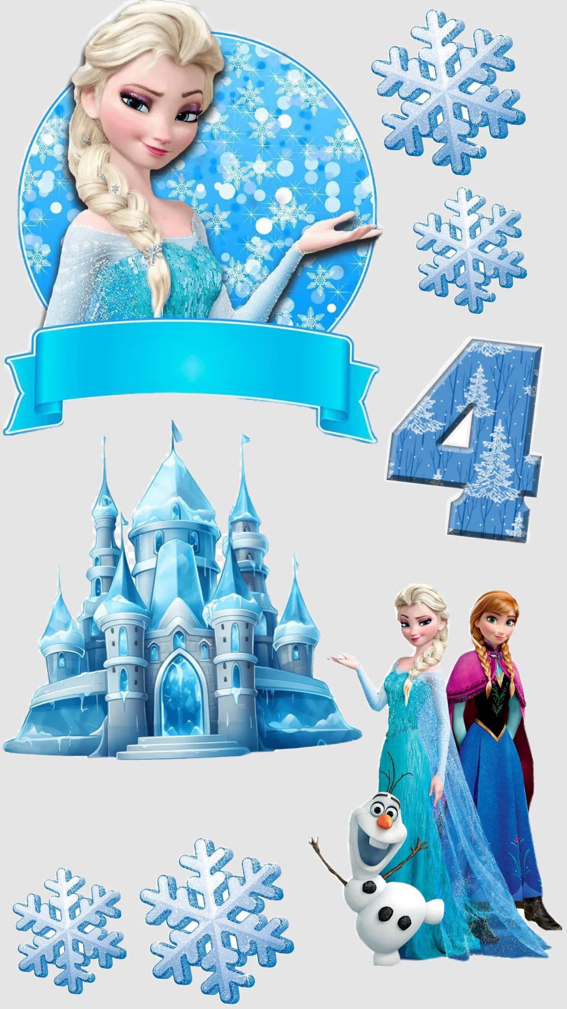 Ice princess edible cake topper design 11 in wafer paper or icing sheet for birthday cakes and cupcakes.