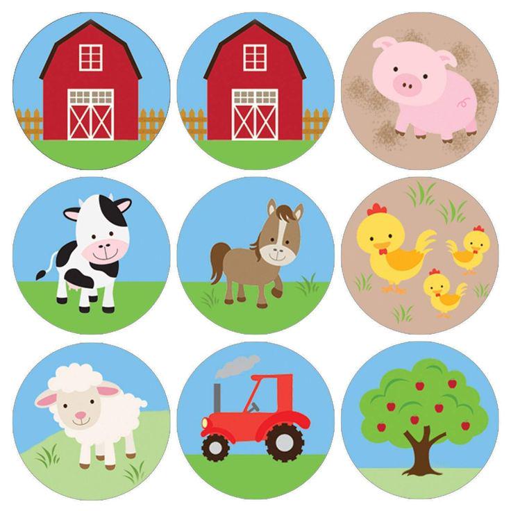 Decoración comestible de animales de granja, diseño 3, para tartas de cumpleaños de temática granjera, en papel de oblea o de azúcar.