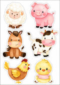 Farm animals edible cake topper design 1 for barnyard birthday cakes, available in wafer paper or icing sheet.