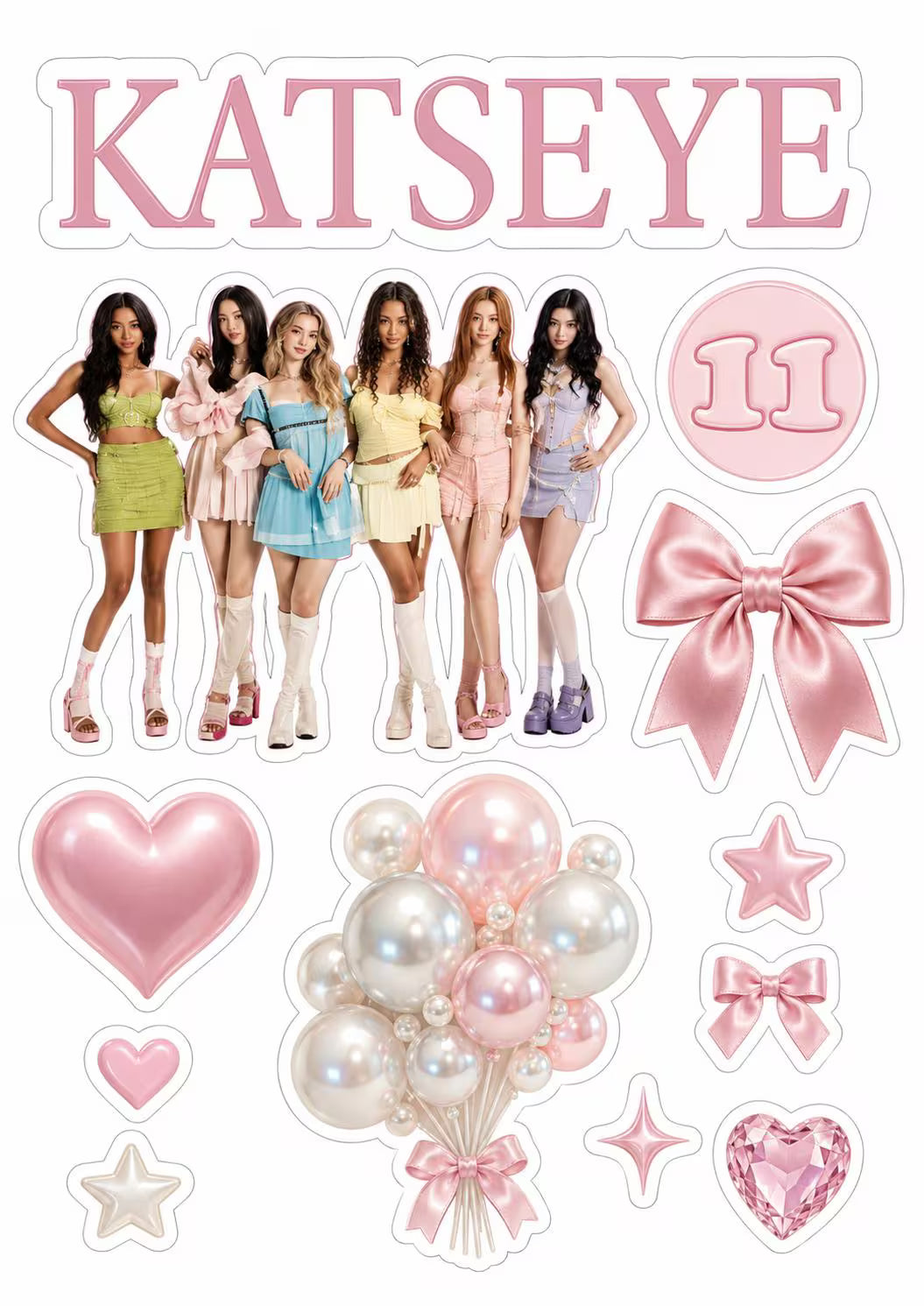 KATSEYE edible cake topper design 2, available in wafer paper or icing sheet.