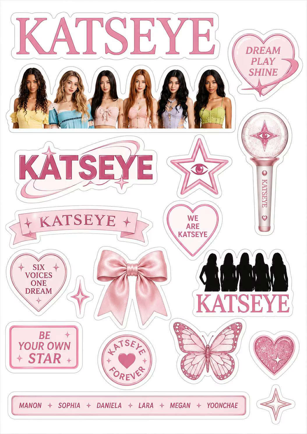KATSEYE edible cake topper design 8, available in wafer paper or icing sheet.