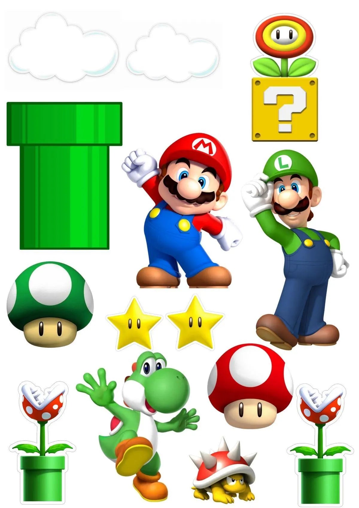 Mario edible cake topper design 1, available in wafer paper or icing sheet.