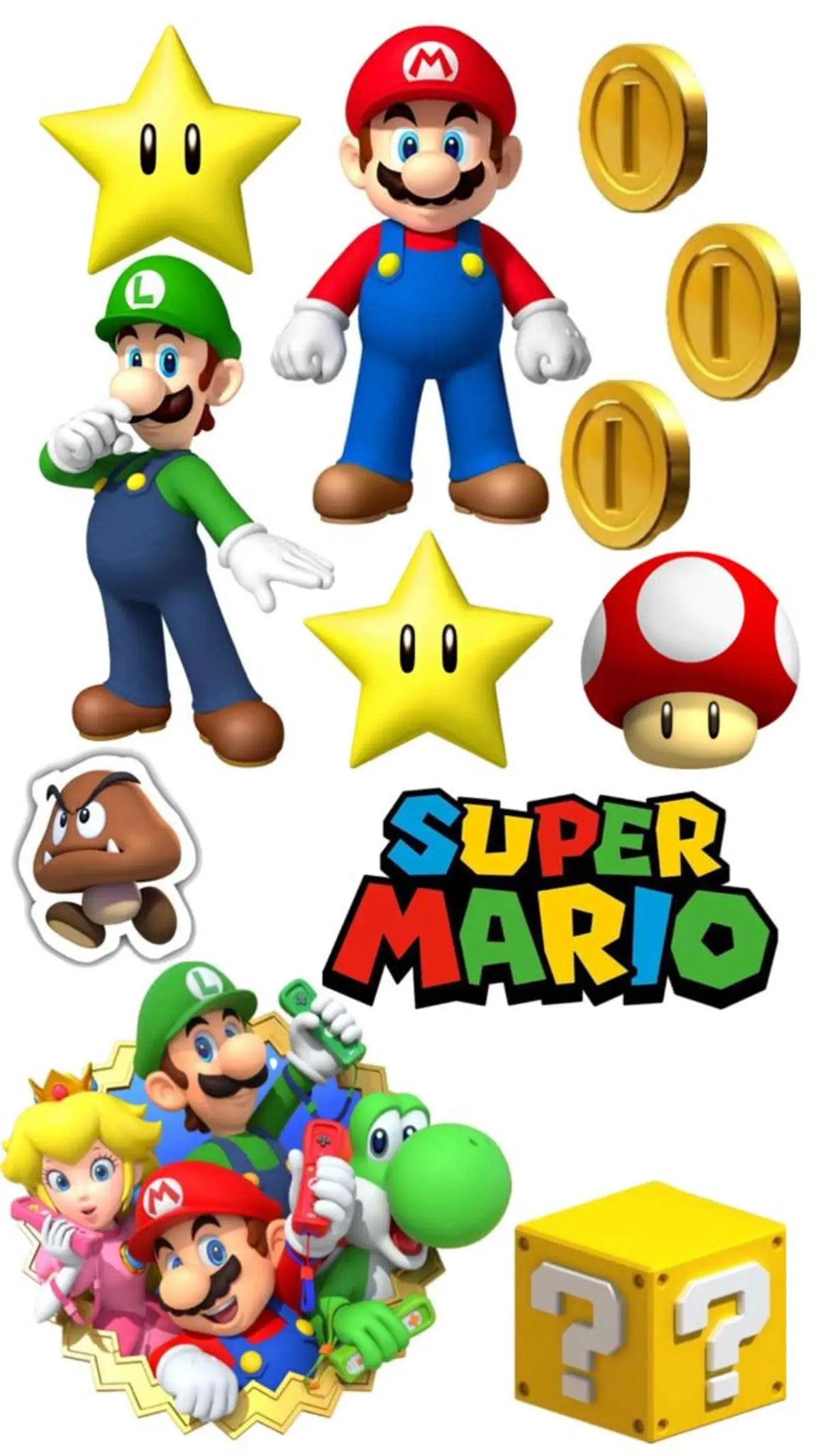 Mario edible cake topper design 4, available in wafer paper or icing sheet.