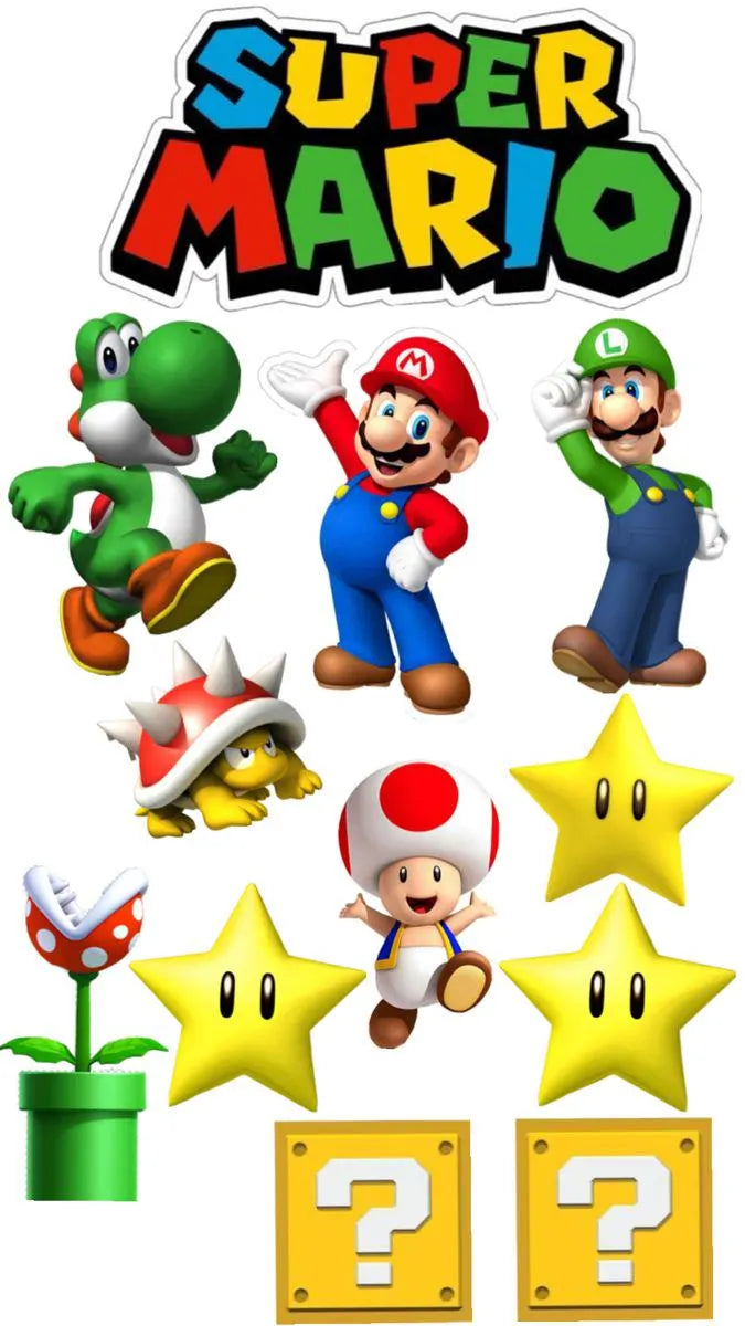 Mario edible cake topper design 7, available in wafer paper or icing sheet.