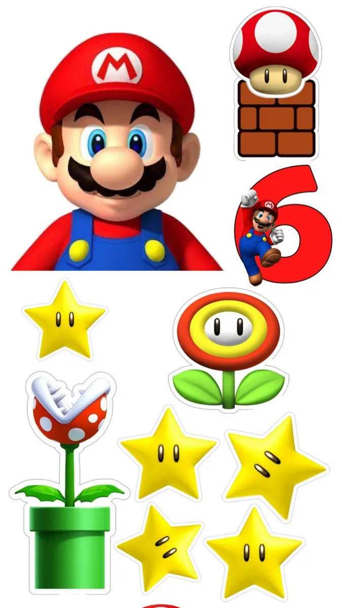 Mario edible cake topper design 8, available in wafer paper or icing sheet.