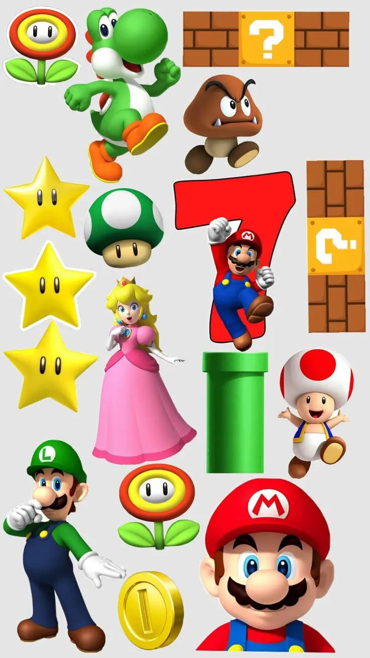 Mario edible cake topper design 9, available in wafer paper or icing sheet.