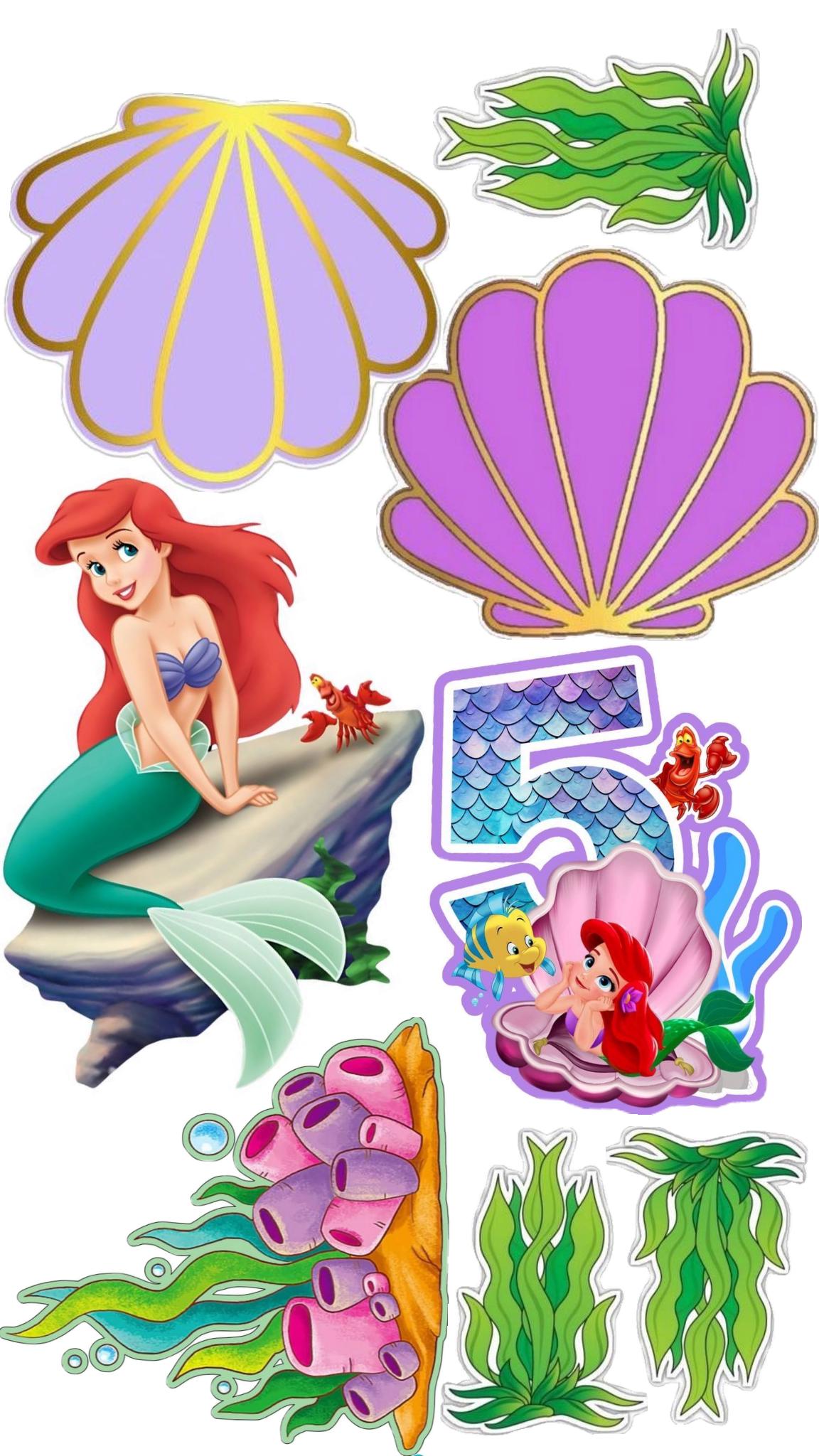 Mermaid edible cake topper design 5, available in wafer paper or icing sheet.
