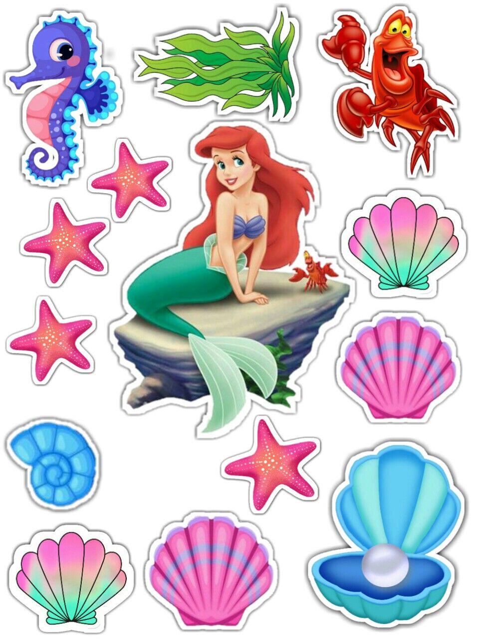 Mermaid edible cake topper design 6, available in wafer paper or icing sheet.