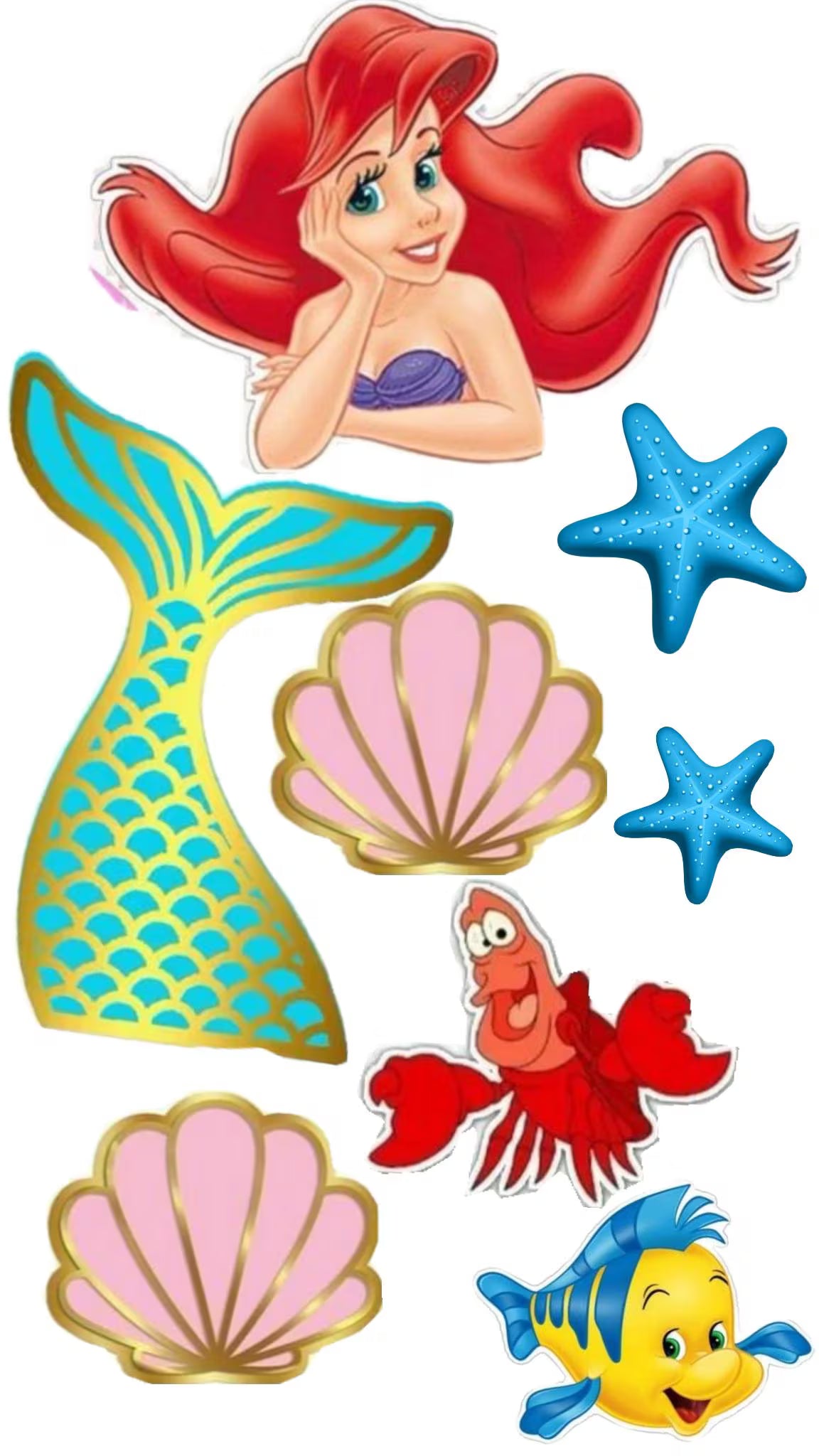 Mermaid edible cake topper design 13, available in wafer paper or icing sheet.