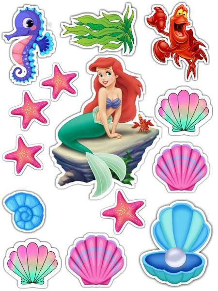 Mermaid edible cake topper design 14, available in wafer paper or icing sheet.