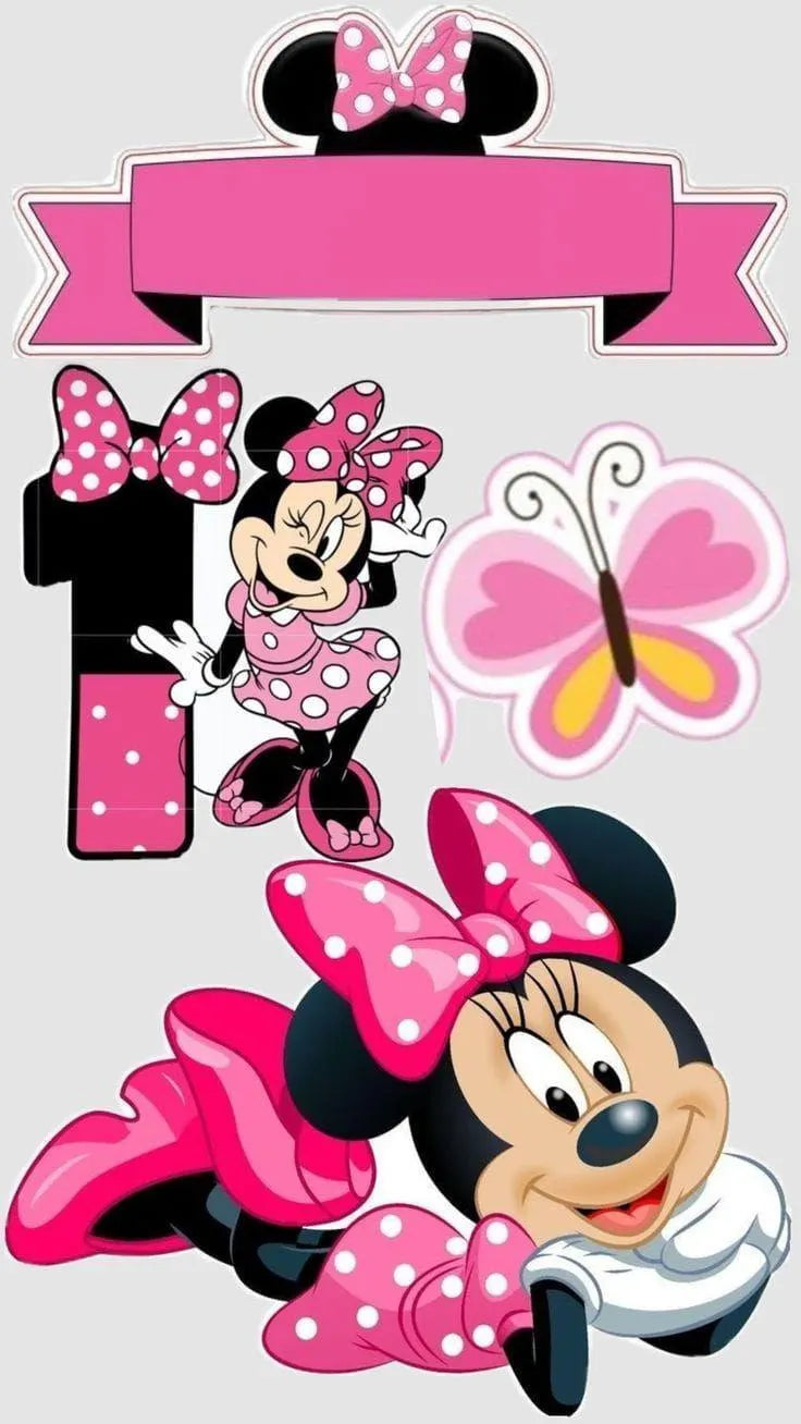 Minnie and Mickey edible cake topper design 12, available in wafer paper or icing sheet.