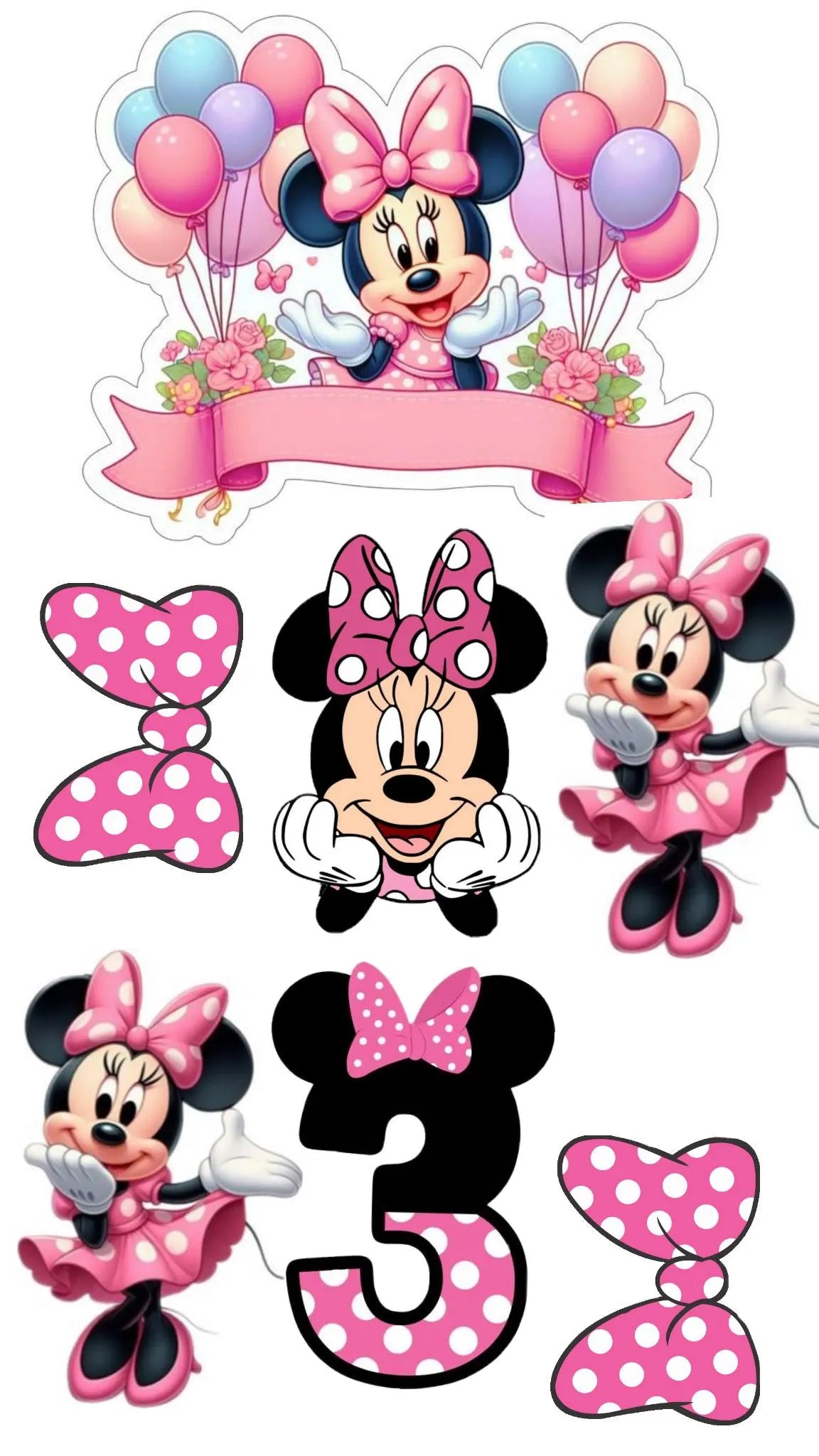 Minnie and Mickey edible cake topper design 13, available in wafer paper or icing sheet.