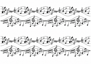 Design 2 – Music Notes Edible Cake Wrap – Black & White Musical A4 Cake Border