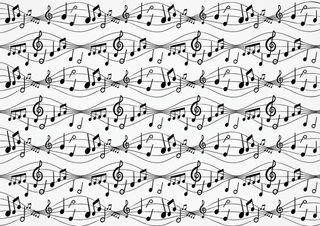 Design 1 – Music Notes Edible Cake Wrap – Black & White Musical A4 Cake Border