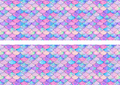 Design 1 two pastel mermaid scales edible cake wrap strips on A4 landscape separated by a white centre gap
