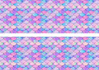 Design 1 – Pastel Mermaid Scales Edible Cake Wrap – Iridescent Mermaid Tail A4 Cake Border