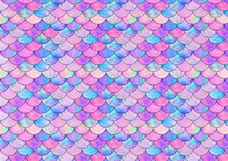 Design 2 – Pastel Mermaid Scales Edible Cake Wrap – Iridescent Mermaid Tail A4 Cake Border