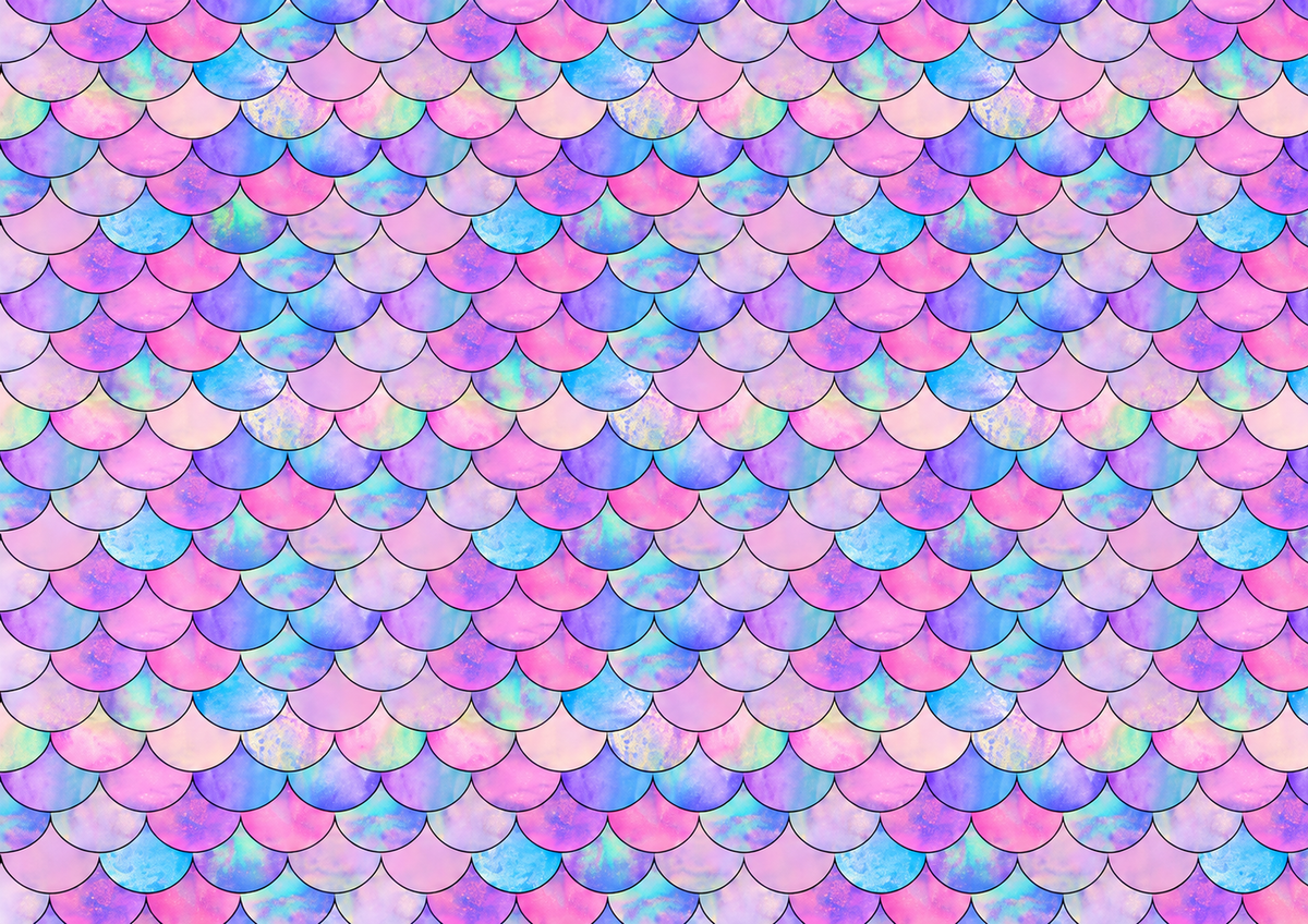 Design 2 full A4 landscape pink blue and lilac mermaid scales edible cake wrap with continuous design