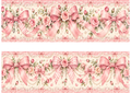A4 pink coquette bow edible cake wrap with two approximately 29 x 9.5 cm strips and 2 cm white gap