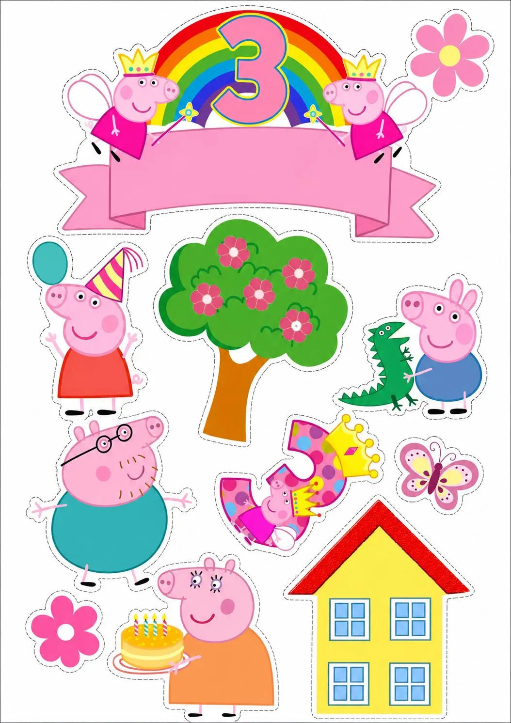 Pink pig edible cake topper design 1, available in wafer paper or icing sheet.